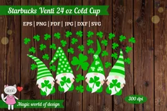 Green Gnomes SVG for Venti Cold Cup 24 oz No hole Product Image 3