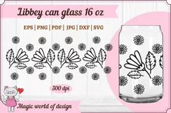 Daisy flower Libbey 16oz can glass svg, Beer Can Glass Svg Product Image 1