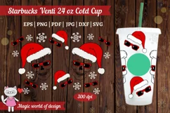 Santa skull with glasses svg, Full Wrap Venti Cold Cup 24 oz Product Image 2