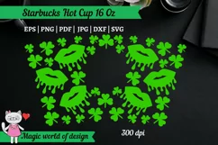 St Patricks day dripping lips SVG, tumbler For Hot Cup 16 oz Product Image 2