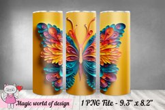 3D Bright Butterfly 20 oz Skinny Tumbler Sublimation Png des Product Image 3