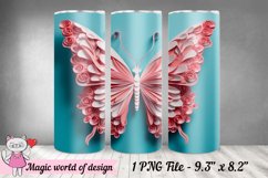 3D Butterfly 20 oz Skinny Tumbler Wrap PNG, Sublimation Product Image 2
