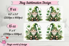 Gnome shamrock mug design for sublimation PNG 11oz & 15oz Product Image 2