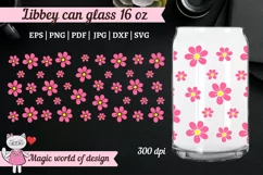 Retro pink flower svg For Libbey Can Glass 16 oz Wrap Product Image 4