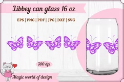 Purple Butterflies svg Libbey Can Glass 16oz Product Image 1