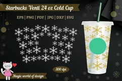 Christmas snowflakes Svg, Full Wrap Venti Cold Cup 24 oz Product Image 1