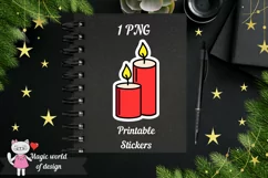 Christmas candle stickers, 1 PNG printable sticker Product Image 1