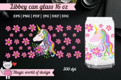 Unicorn with sakura svg for Beer Libbey Can Glass 16 oz Product Image 1