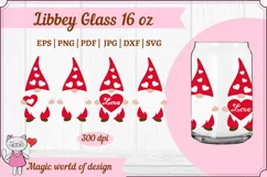 Valentines day gnome svg , Libbey Can Glass 16 oz Wrap svg Product Image 3