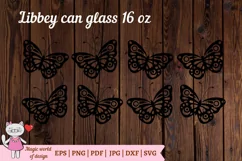 Cute Butterflies Libbey Can Glass 16oz Can Shaped Product Image 3