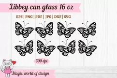 Cute Butterflies Libbey Can Glass 16oz Can Shaped Product Image 2