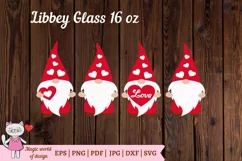 Valentines day gnome svg , Libbey Can Glass 16 oz Wrap svg Product Image 2