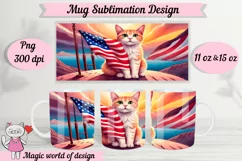 American flag ginger cat Mug Sublimation PNG 11oz & 15 oz Product Image 3