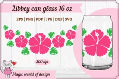 Wreath of pink Flower Beer Libbey Can Glass 16 oz Wrap Product Image 1