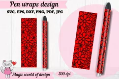 Flower pen wrap, sublimation png design for valentine Product Image 1