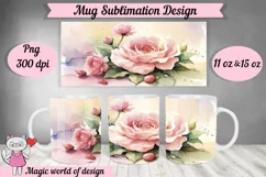 Spring floral blossom Mug Sublimation Designs PNG, 11oz & 15 Product Image 1