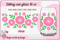 Pink bouquet flower svg Libbey 16oz can glass svg Product Image 3