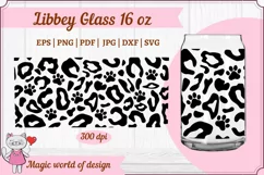 Leopard dog paw svg , Libbey Can Glass 16 oz Wrap svg Product Image 1