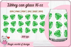 Monstera svg seamless For Libbey Can Glass 16 OZ Wrap Product Image 1