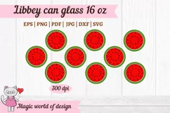 Watermelon Libbey 16 oz Beer Can Glass Svg, Summer Svg Product Image 2