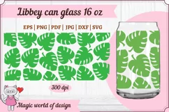 Tropical monstera leaves For Libbey Can Glass 16 OZ Wrap Product Image 2