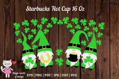 St Patricks Gnomes Clover SVG for tumbler Hot Cup 16 oz Product Image 4