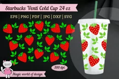 Strawberry svg, Tumbler Cold Cup 24 oz divided into layers Product Image 3