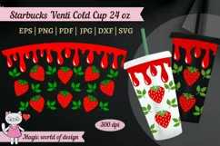 Strawberry Dripping Tumbler Cold Cup 24 oz full wrap Product Image 1