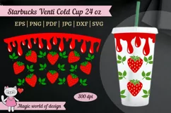 Strawberry Dripping Tumbler Cold Cup 24 oz full wrap Product Image 2