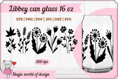Wildflower silhouette svg for Libbey Can Glass 16 oz Product Image 1