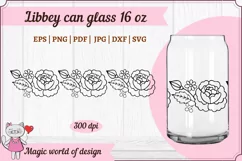 Peony flower Mother's day Libbey 16oz can glass svg Product Image 1