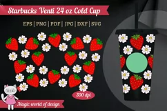 Strawberry White Flower svg for tumbler Venti Cold Cup 24oz Product Image 2