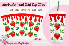 Strawberry Dripping Tumbler Cold Cup 24 oz full wrap Product Image 3