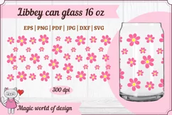 Retro pink flower svg For Libbey Can Glass 16 oz Wrap Product Image 2