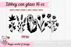 Wildflower silhouette svg for Libbey Can Glass 16 oz Product Image 2