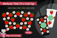 Strawberry White Flower svg for tumbler Venti Cold Cup 24oz Product Image 1