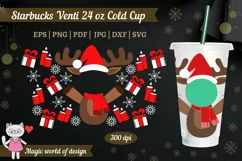 Christmas santa deer svg,Full Wrap Venti Cold Cup 24 oz Product Image 1