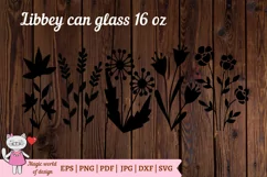 Wildflower silhouette svg for Libbey Can Glass 16 oz Product Image 3