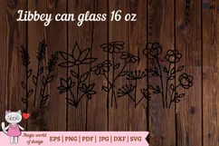 Wildflower line art svg for Libbey Can Glass 16 oz hand draw Product Image 3