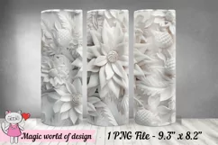 3D White Flower skinny Tumbler 20 oz Product Image 2