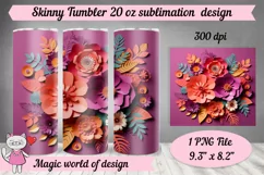 3D Flowers skinny Tumbler 20 oz Product Image 1