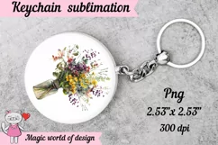 Wildflowers bouquet in jar for keychain, sublimation png Product Image 2