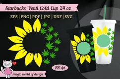 Marijuana and half of a sunflower for Tumbler Cold Cup 24 Oz Product Image 1