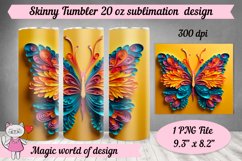 3D Bright Butterfly 20 oz Skinny Tumbler Sublimation Png des Product Image 1