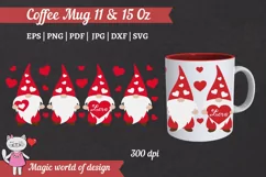 Valentines Day Gnome svg, 11 oz & 15 oz mug wrap png Product Image 2