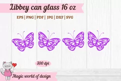 Purple Butterflies svg Libbey Can Glass 16oz Product Image 2