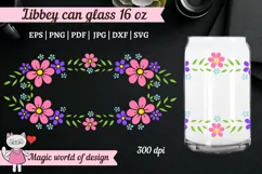 Pink flowers svg for Beer Libbey Can Glass 16 oz Product Image 1