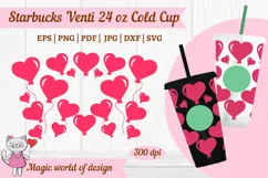 Valentines pink balls Hearts, Full Wrap Venti Cold Cup 24 oz Product Image 1