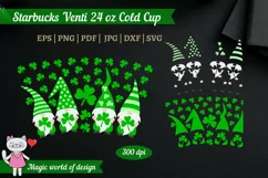Green Gnomes SVG for Venti Cold Cup 24 oz No hole Product Image 2