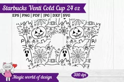 Halloween pumpkin and bones bat for Tumbler Cold Cup 24 Oz Product Image 2